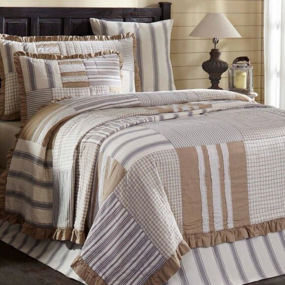 NEW SET OF 2 TWO Grey Striped Cottagecore Country Farmhouse House Throw Pillows - Picture 6 of 9